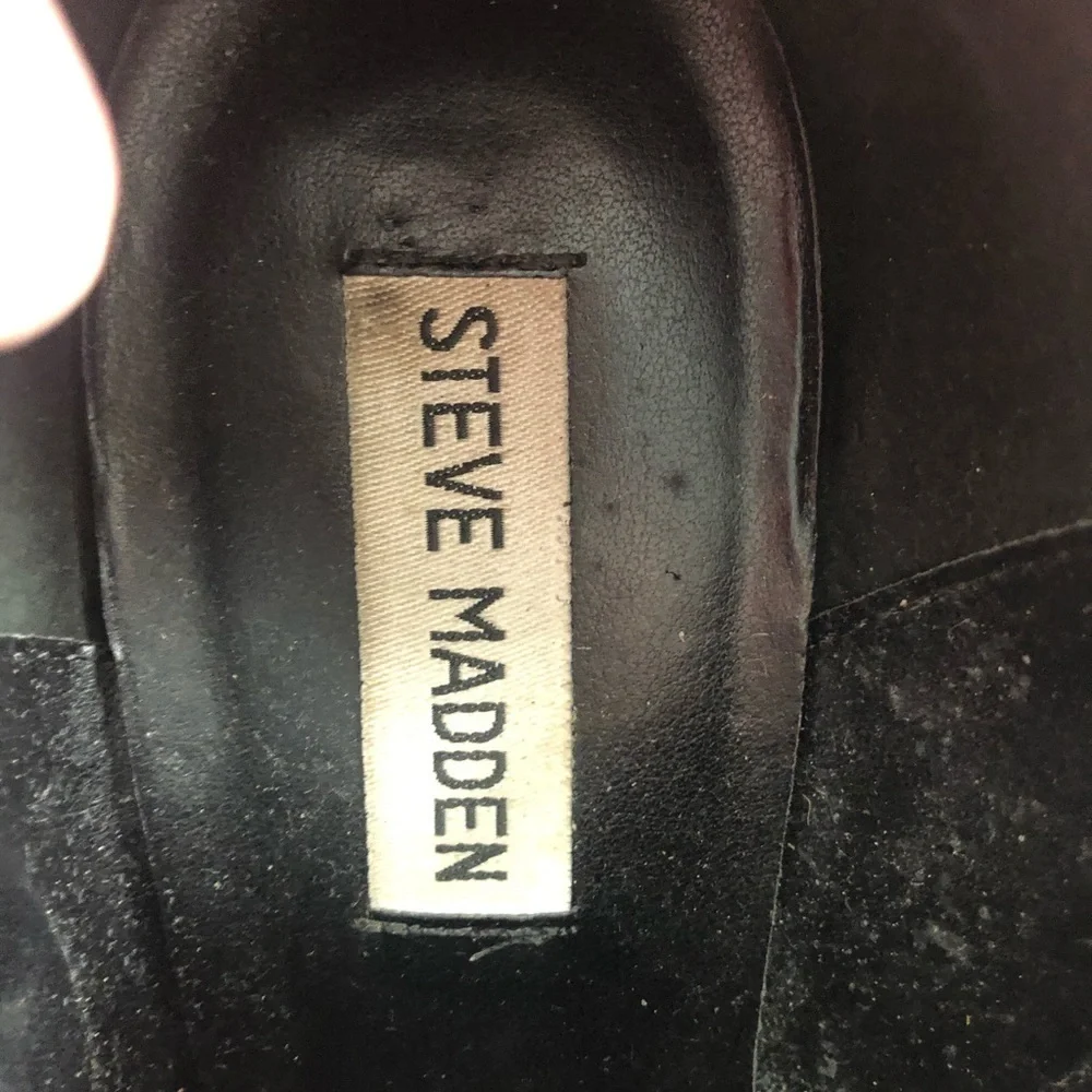 Steve Madden Black Suede Leather Wedge Size 8.5 M